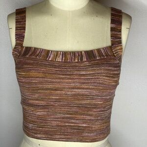 NWT Madewell Brown / Beige Cropped Knit Square Neck Tie Back Tank - Size S